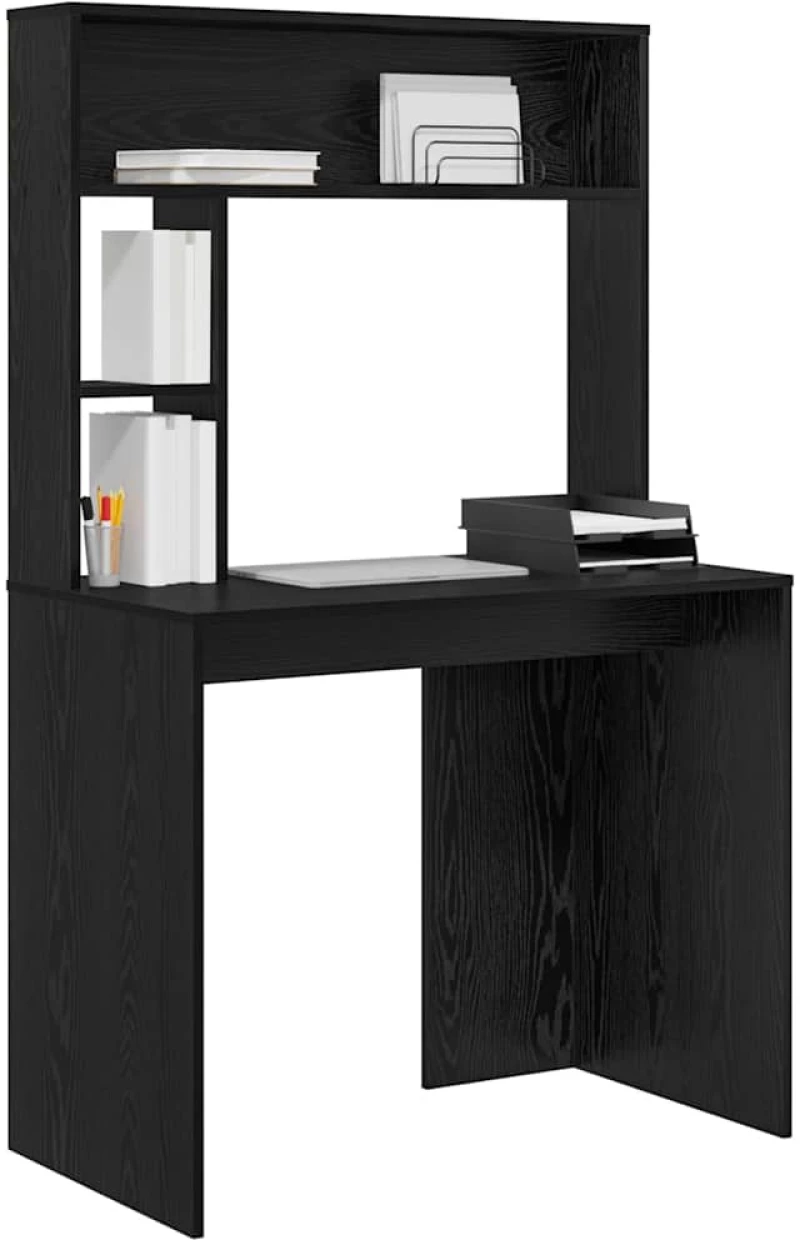 vidaXL Γραφείο με ράφι Μαύρη δρυς 91 x 50 x 149 εκ Επεξεργασμένο ξύλο