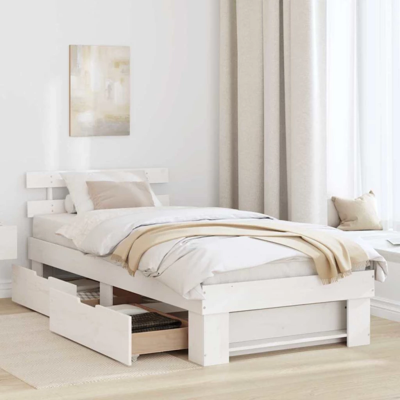 vidaXL Σκελετός Κρεβατιού Λευκό 80 x 200 cm Μασίφ ξύλο πεύκου