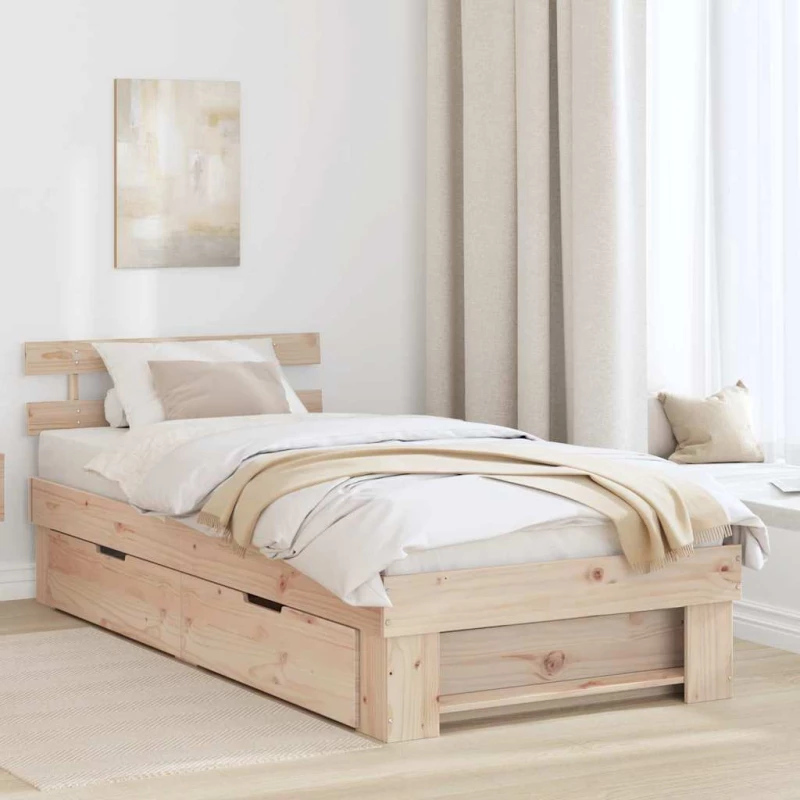 vidaXL Σκελετός Κρεβατιού Καφέ 75 x 190 cm Μασίφ ξύλο πεύκου