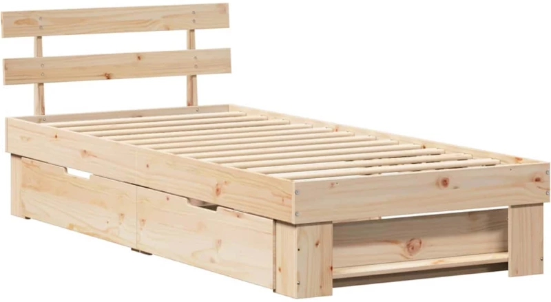 vidaXL Σκελετός Κρεβατιού Καφέ 75 x 190 cm Μασίφ ξύλο πεύκου