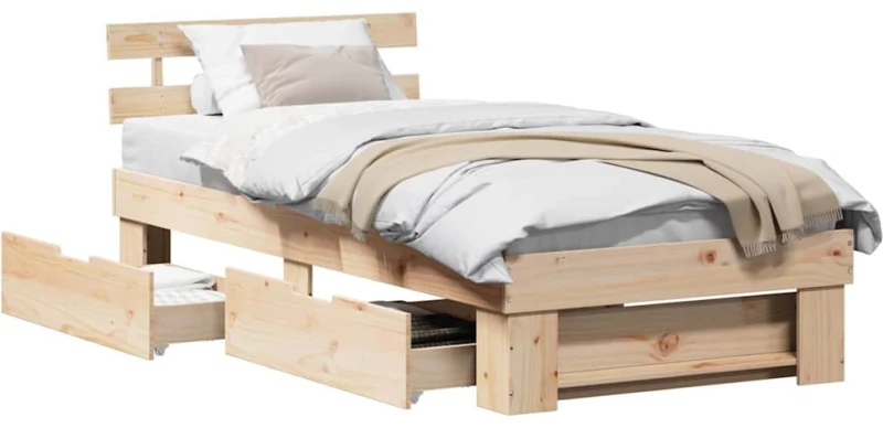 vidaXL Σκελετός Κρεβατιού Καφέ 75 x 190 cm Μασίφ ξύλο πεύκου