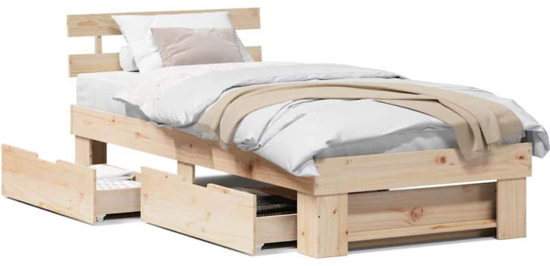 vidaXL Σκελετός Κρεβατιού Καφέ 75 x 190 cm Μασίφ ξύλο πεύκου