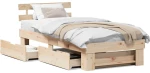 vidaXL Σκελετός Κρεβατιού Καφέ 75 x 190 cm Μασίφ ξύλο πεύκου