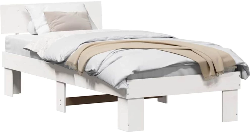 vidaXL Σκελετός Κρεβατιού Λευκό 75 x 190 cm Μασίφ ξύλο πεύκου
