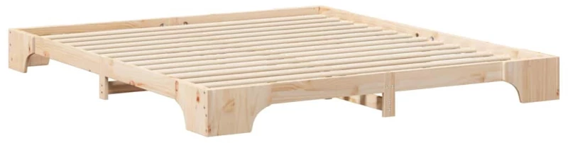 vidaXL Κρεβάτι δαπέδου Καφέ 180 x 210 cm Μασίφ ξύλο πεύκου