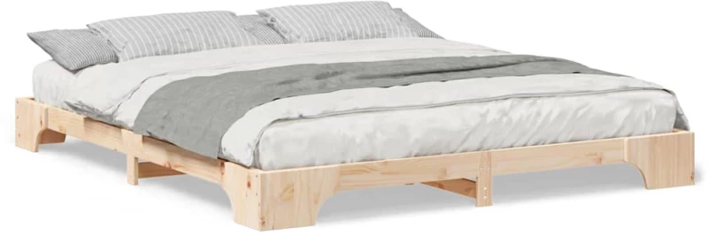 vidaXL Κρεβάτι δαπέδου Καφέ 180 x 210 cm Μασίφ ξύλο πεύκου