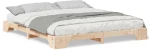 vidaXL Κρεβάτι δαπέδου Καφέ 180 x 210 cm Μασίφ ξύλο πεύκου