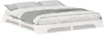 vidaXL Κρεβάτι δαπέδου Λευκό 200 x 220 cm Μασίφ ξύλο πεύκου