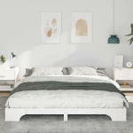 vidaXL Κρεβάτι δαπέδου Λευκό 200 x 220 cm Μασίφ ξύλο πεύκου
