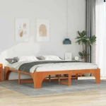 vidaXL Κρεβάτι δαπέδου Καφέ 200 x 200 cm Μασίφ ξύλο πεύκου