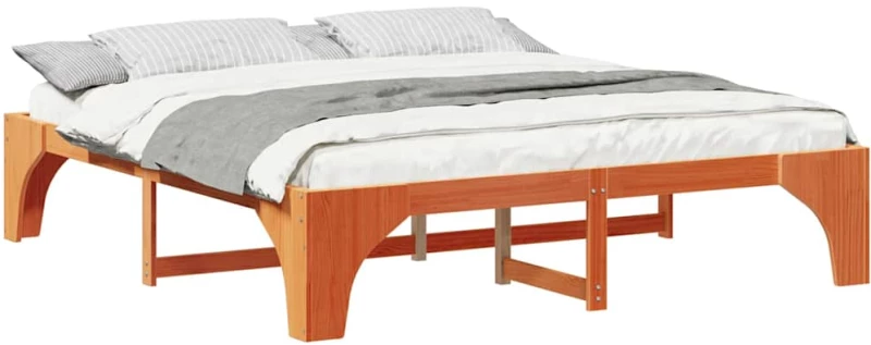 vidaXL Κρεβάτι δαπέδου Καφέ 200 x 200 cm Μασίφ ξύλο πεύκου