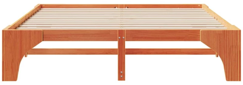 vidaXL Κρεβάτι δαπέδου Καφέ 200 x 200 cm Μασίφ ξύλο πεύκου