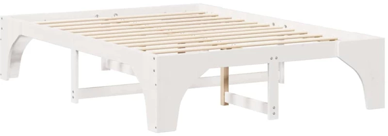 vidaXL Κρεβάτι δαπέδου Λευκό 160 x 200 cm Μασίφ ξύλο πεύκου