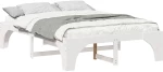 vidaXL Κρεβάτι δαπέδου Λευκό 160 x 200 cm Μασίφ ξύλο πεύκου