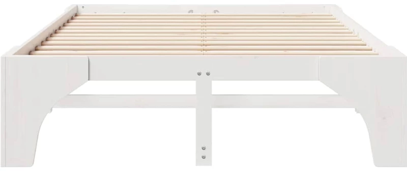 vidaXL Κρεβάτι δαπέδου Λευκό 160 x 200 cm Μασίφ ξύλο πεύκου