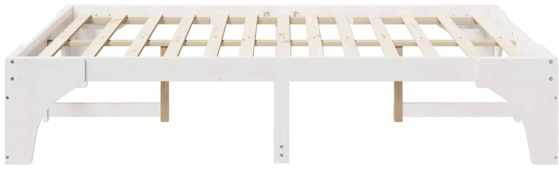 vidaXL Κρεβάτι δαπέδου Λευκό 160 x 200 cm Μασίφ ξύλο πεύκου