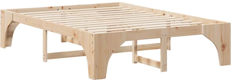 vidaXL Κρεβάτι δαπέδου Καφέ 140 x 200 cm Μασίφ ξύλο πεύκου