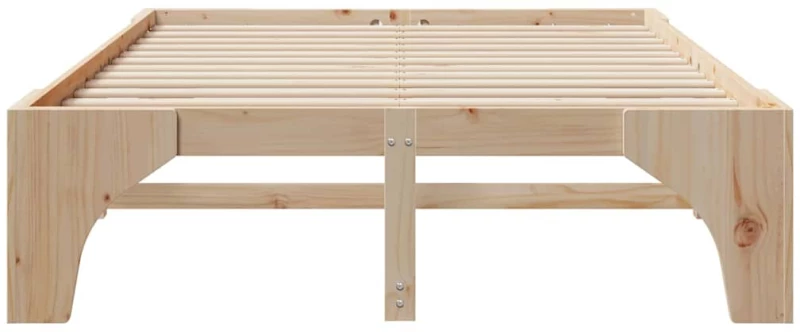 vidaXL Κρεβάτι δαπέδου Καφέ 140 x 200 cm Μασίφ ξύλο πεύκου