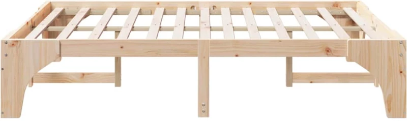 vidaXL Κρεβάτι δαπέδου Καφέ 140 x 200 cm Μασίφ ξύλο πεύκου