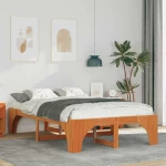 vidaXL Κρεβάτι δαπέδου Καφέ 120 x 200 cm Μασίφ ξύλο πεύκου