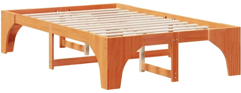 vidaXL Κρεβάτι δαπέδου Καφέ 120 x 200 cm Μασίφ ξύλο πεύκου