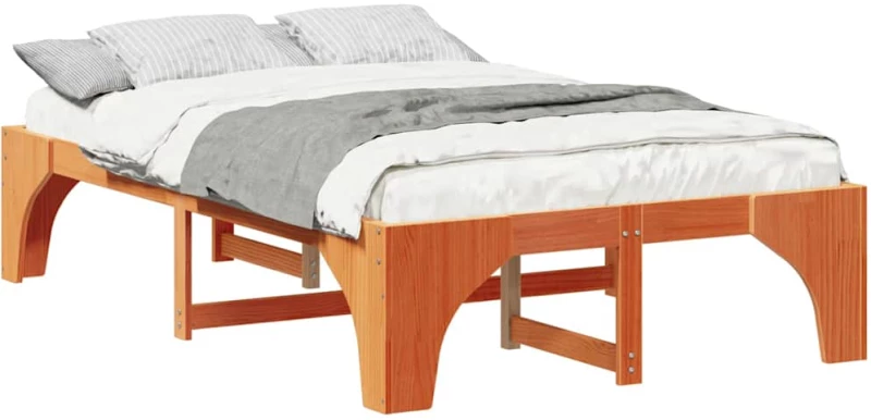 vidaXL Κρεβάτι δαπέδου Καφέ 120 x 200 cm Μασίφ ξύλο πεύκου