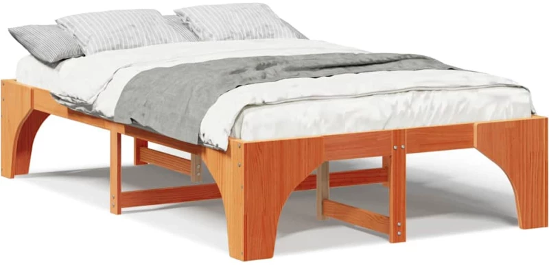 vidaXL Κρεβάτι δαπέδου Καφέ 120 x 200 cm Μασίφ ξύλο πεύκου