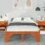 vidaXL Κρεβάτι δαπέδου Καφέ 120 x 200 cm Μασίφ ξύλο πεύκου