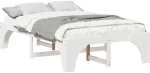 vidaXL Κρεβάτι δαπέδου Λευκό 135 x 190 cm Μασίφ ξύλο πεύκου