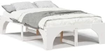 vidaXL Κρεβάτι δαπέδου Λευκό 135 x 190 cm Μασίφ ξύλο πεύκου