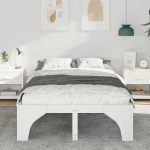 vidaXL Κρεβάτι δαπέδου Λευκό 135 x 190 cm Μασίφ ξύλο πεύκου