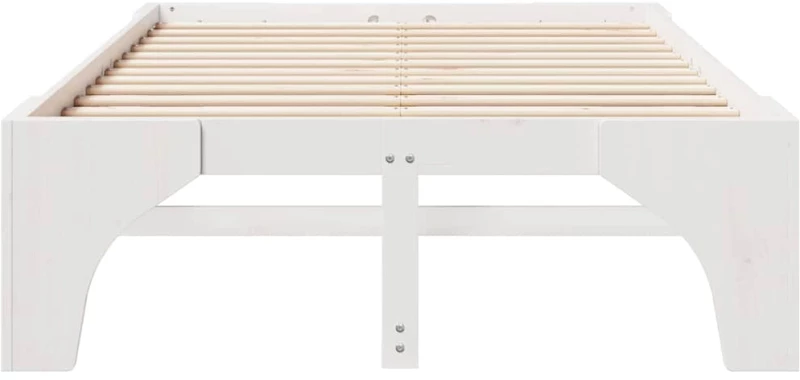 vidaXL Κρεβάτι δαπέδου Λευκό 135 x 190 cm Μασίφ ξύλο πεύκου