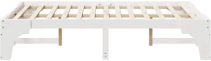 vidaXL Κρεβάτι δαπέδου Λευκό 135 x 190 cm Μασίφ ξύλο πεύκου