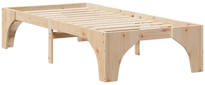 vidaXL Κρεβάτι δαπέδου Καφέ 100 x 200 cm Μασίφ ξύλο πεύκου