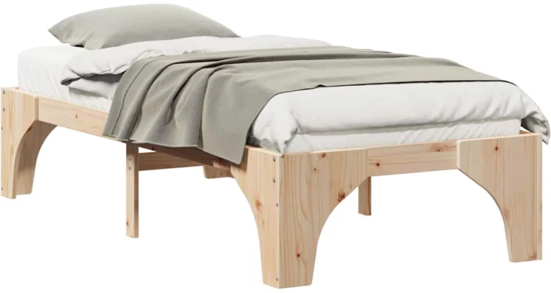 vidaXL Κρεβάτι δαπέδου Καφέ 100 x 200 cm Μασίφ ξύλο πεύκου