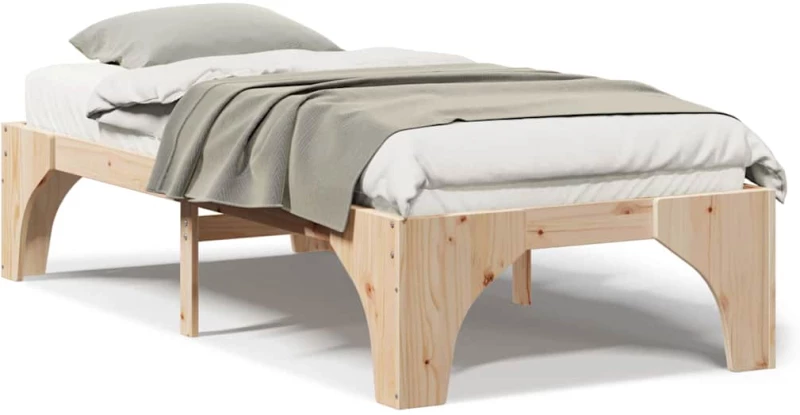 vidaXL Κρεβάτι δαπέδου Καφέ 100 x 200 cm Μασίφ ξύλο πεύκου