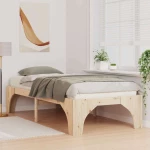 vidaXL Κρεβάτι δαπέδου Καφέ 100 x 200 cm Μασίφ ξύλο πεύκου
