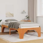 vidaXL Κρεβάτι δαπέδου Καφέ 90 x 200 cm Μασίφ ξύλο πεύκου
