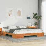 vidaXL Κρεβάτι δαπέδου Καφέ 180 x 200 cm Μασίφ ξύλο πεύκου