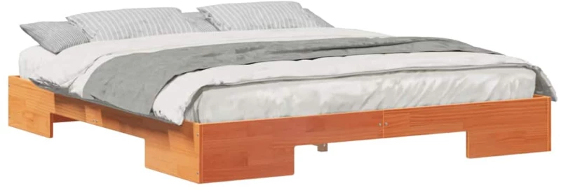 vidaXL Κρεβάτι δαπέδου Καφέ 180 x 200 cm Μασίφ ξύλο πεύκου