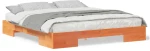 vidaXL Κρεβάτι δαπέδου Καφέ 180 x 200 cm Μασίφ ξύλο πεύκου
