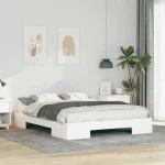 vidaXL Κρεβάτι δαπέδου Λευκό 150 x 200 cm Μασίφ ξύλο πεύκου