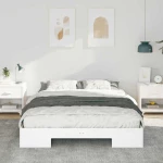 vidaXL Κρεβάτι δαπέδου Λευκό 150 x 200 cm Μασίφ ξύλο πεύκου