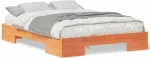 vidaXL Κρεβάτι δαπέδου Καφέ 140 x 190 cm Μασίφ ξύλο πεύκου