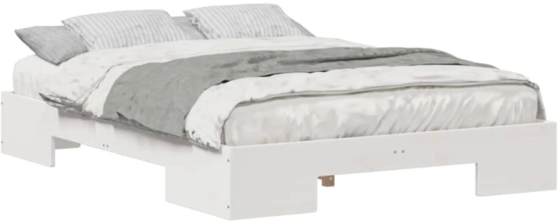 vidaXL Κρεβάτι δαπέδου Λευκό 120 x 190 cm Μασίφ ξύλο πεύκου