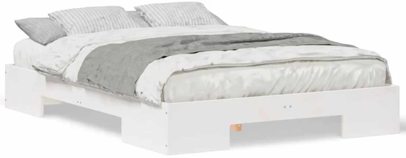 vidaXL Κρεβάτι δαπέδου Λευκό 120 x 190 cm Μασίφ ξύλο πεύκου