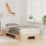 vidaXL Κρεβάτι δαπέδου Καφέ 90 x 200 cm Μασίφ ξύλο πεύκου
