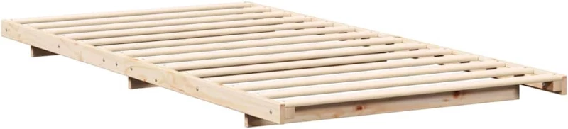 vidaXL Κρεβάτι δαπέδου Καφέ 90 x 220 cm Μασίφ ξύλο πεύκου