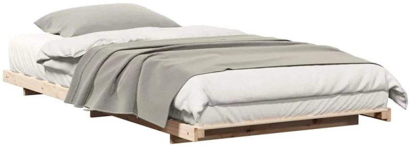 vidaXL Κρεβάτι δαπέδου Καφέ 90 x 220 cm Μασίφ ξύλο πεύκου