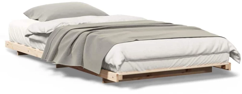 vidaXL Κρεβάτι δαπέδου Καφέ 90 x 220 cm Μασίφ ξύλο πεύκου